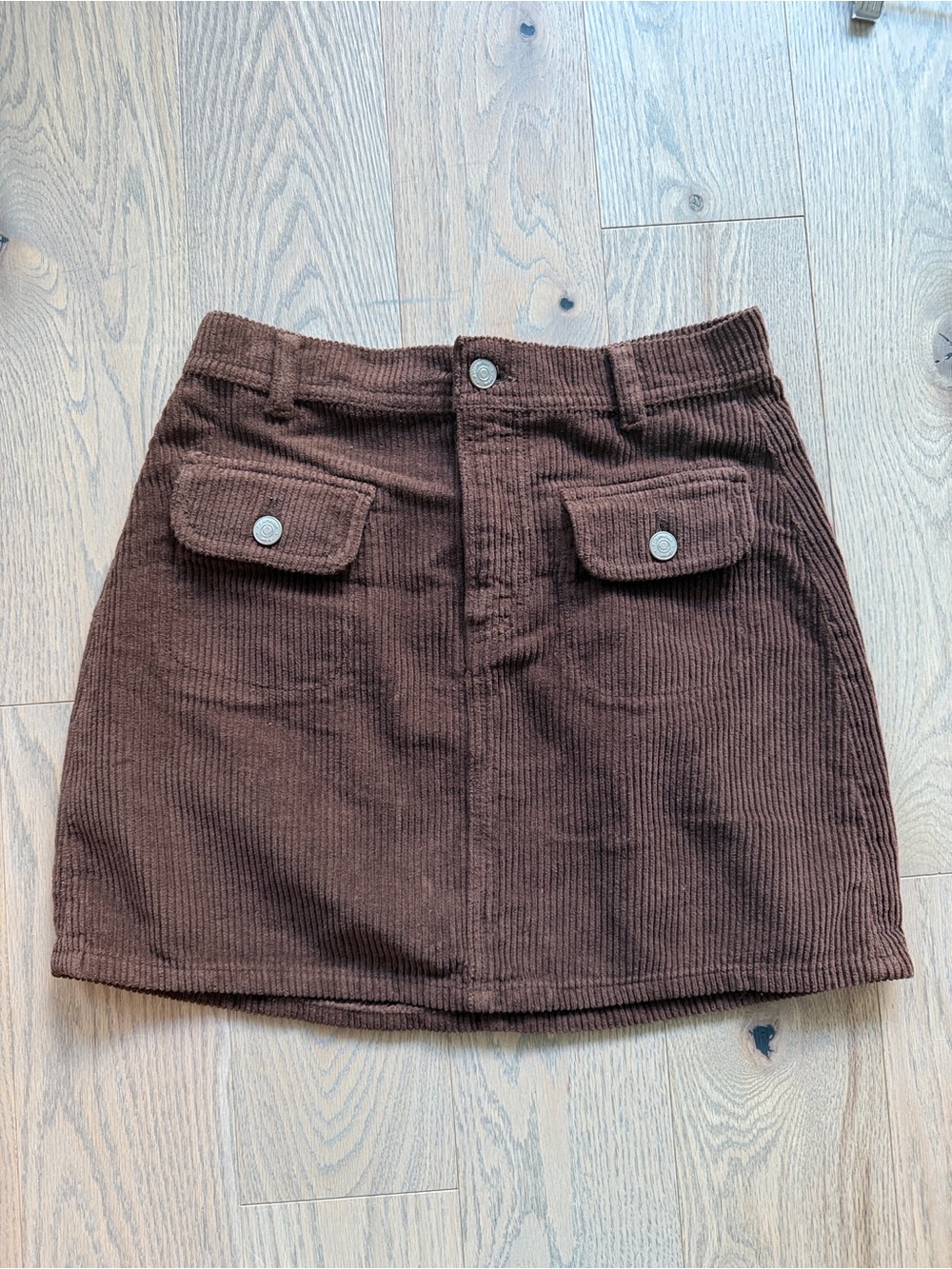 Reformation Elia Patch Pocket Corduroy Mini Skirt Cafe